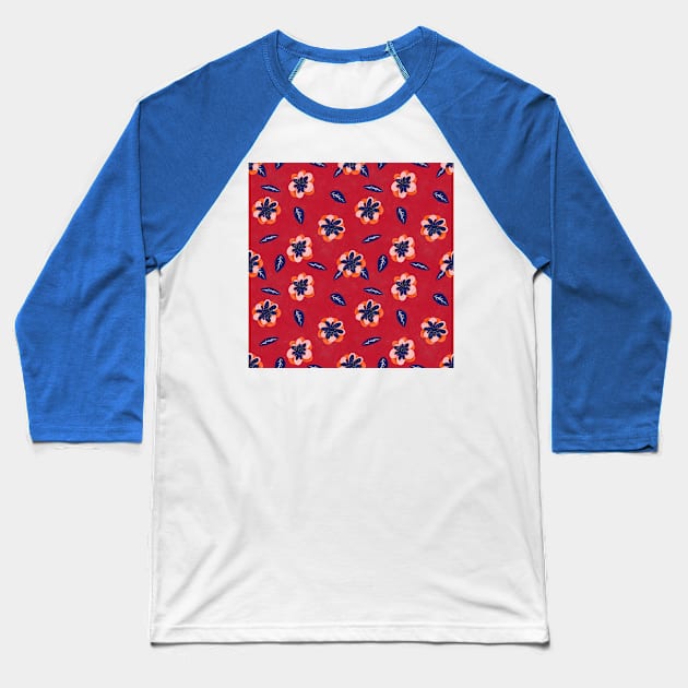 Bright Floral Pattern Baseball T-Shirt by gnomeapple